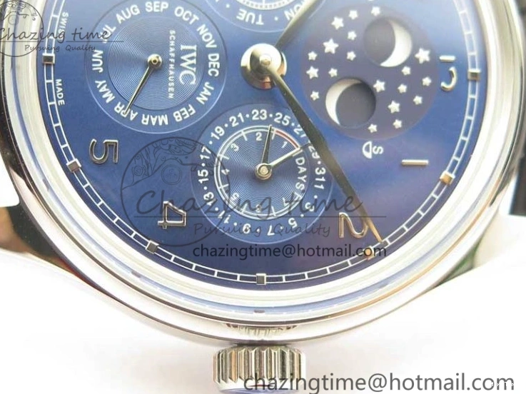 MIROTIME 0228 Portugieser Perpetual Calendar IW503401 V9F 1:1 Best Edition Blue Dial on Black Leather Strap A Contemporary 7114